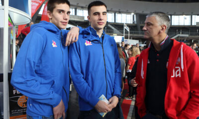 NIKOLA MISKOVIC, MARKO PECARSKI, VLADIMIR KUZMANOVIC stand Kosarkaskog saveza Srbije na Sajmu sporta, Beogradski sajam, Beograd 26.11.2016. godine Foto: Marko Metlas Kosarka, Srbija, Sajam sporta