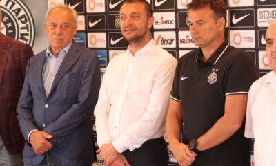 MILORAD VUCELIC predsednik, IVICA ILIEV sportski direktor, ALEKSANDAR STANOJEVIC trener fudbalera Partizana prozivka pocetak priprema u sportskom centru Teleoptik, Beograd 22.06.2021. godine Foto: Marko Metlas Fudbal, Partizan, Pocetak priprema