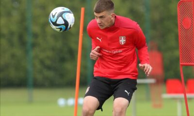 VELJKO MILOSAVLJEVIC fudbaler U17 reprezentacije Srbije na treningu u sportskom centru FSS, Stara Pazova 12.05.2023. godine Foto: Marko Metlas Fudbal, Srbija U17, Trening