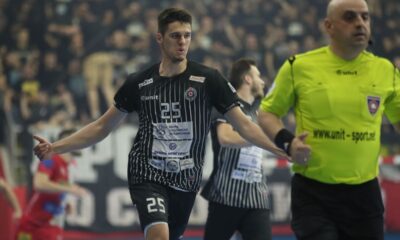 VELJKO POPOVIC rukometas Partizana na utakmici finala Kupa Srbije protiv Vojvodine u SC Slana Bara, Novi Sad 13.04.2024. godine Foto: Ivica Veselinov / MN PRESS RUKOMET, HANDBALL, KUP SRBIJE, NATIONAL CUP, VOJVODINA, PARTIZAN