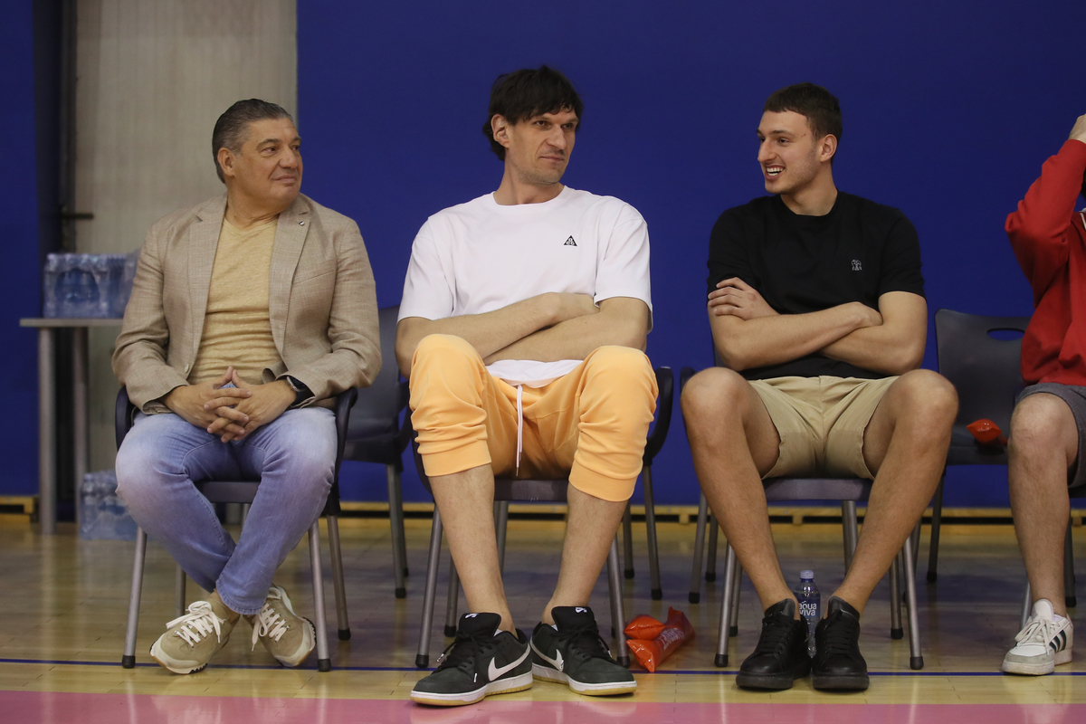 MISKO RAZNATOVIC, BOBAN MARJANOVIC i NIKOLA JOVIC na utakmici KLS Superlige izmedju kosarkasa Mega MIS-a i Partizana u Trening Centru Dejan Milojevic, Beograd 27.05.2024. godine Foto: Ivica Veselinov / MN PRESS KOSARKA, BASKETBALL, KOSARKASKA LIGA SRBIJE, KLS, NATIONAL CHAMPIONSHIP, PRVENSTVO SRBIJE, MEGA MIS, PARTIZAN