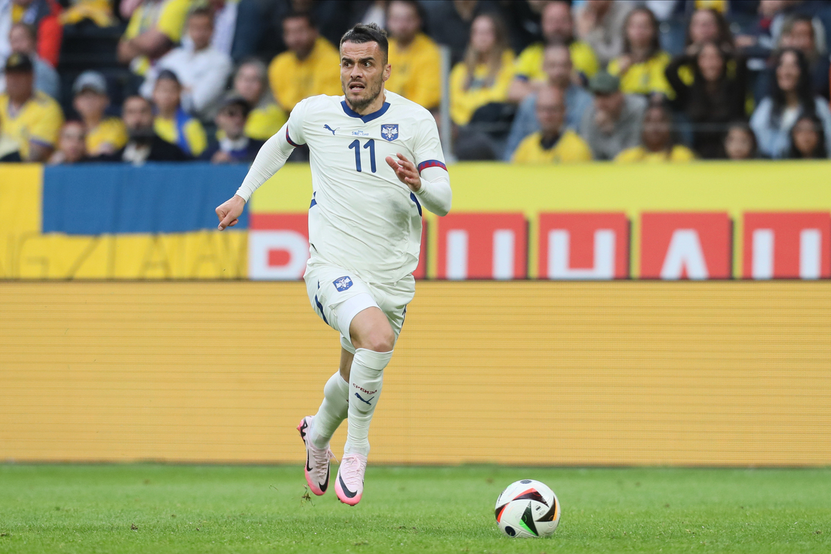 FILIP KOSTIC fudbaler reprezentacije Srbije na prijateljskoj utakmici protiv Svedske na stadionu Frends arena, Stokholm 08.06.2024. godine Foto: Marko Metlas Fudbal, Srbija, Svedska, Prijateljska utakmica