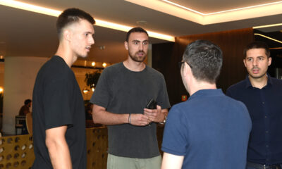 Okupljanje kosarkasa Srbije za pripreme za Olimpijske igre, u hotelu Crowne Plaza. FILIP PETRUSEV, NIKOLA MILUTINOV, MILENKO TEPIC Beograd, 24.06.2024. foto: Nebojsa Parausic Kosarka, Srbija, Kraun Plaza