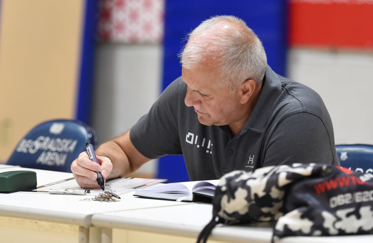 Pocetak priprema kosarkasa Partizana, u Maloj sali Beogradske arene. ZELJKO OBRADOVIC trener Beograd, 20.08.2024. foto: Nebojsa Parausic Kosarka, Partizan