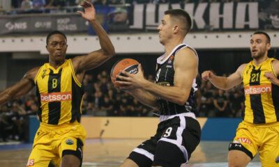 VANJA MARINKOVIC kosarkas Partizana na prijateljskoj utakmici protiv AEK-a u hali 3 Beogradskog Sajma, Beograd 13.09.2024. godine Foto: Ivica Veselinov / MN PRESS KOSARKA, BASKETBALL, PARTIZAN, AEK