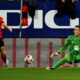 Osasuna's Bryan Zaragoza scores his side's second goal during a Spanish La Liga soccer match between Osasuna and Barcelona at El Sadar stadium in Pamplona, Spain, Saturday, Sept. 28, 2024. (AP Photo/Miguel Oses)