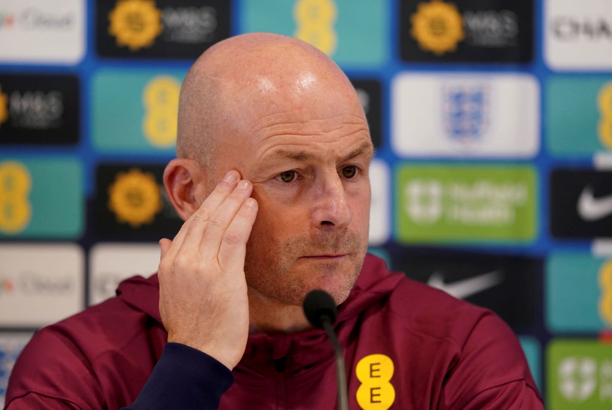 England interim manager Lee Carsley attends a press conference at Carlton House, Maynooth, Ireland, Friday Sept. 6, 2024. (Brian Lawless/PA via AP)