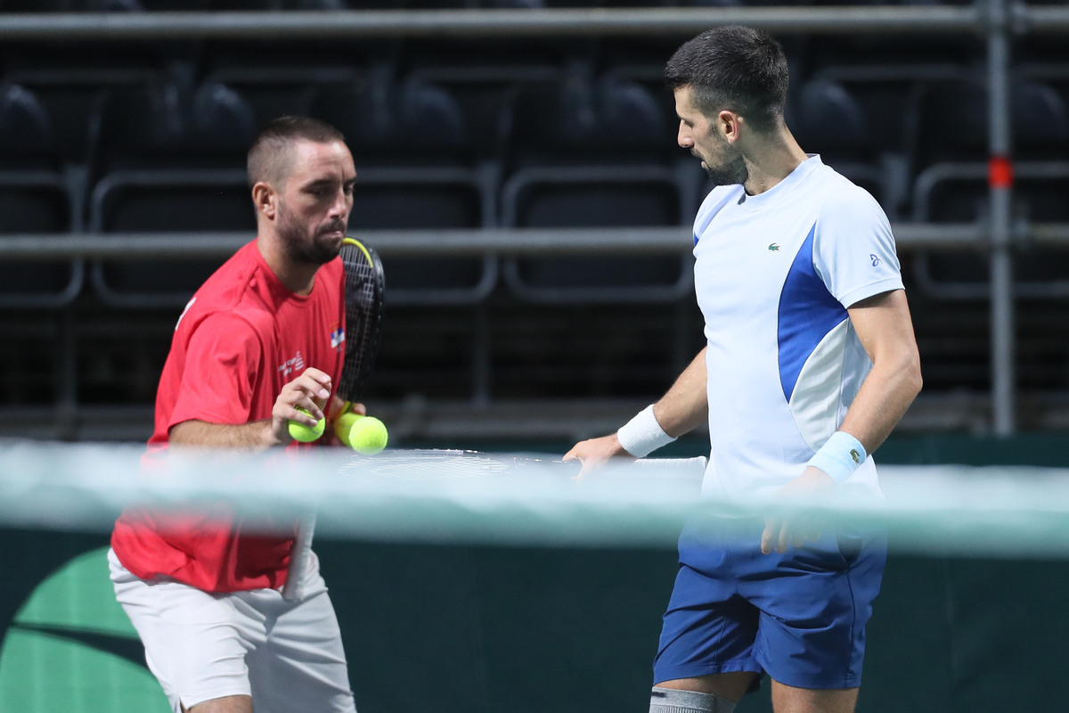 teniser Dejvis kup reprezentacije Srbije pred mec protiv Grcke hala Pionir Aleksandar Nikolic, Beograd 11.09.2024. godine Foto: Marko Mertlas Tenis, Dejvis Kup, Srbija, Grcka