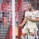 Munich's Harry Kane celebrates after scoring his side's sixth goal during a Champions League opening phase soccer match between FC Bayern Munich and Dinamo Zagreb in Munich, Tuesday, Sept. 17, 2024. (Peter Kneffel/dpa via AP)