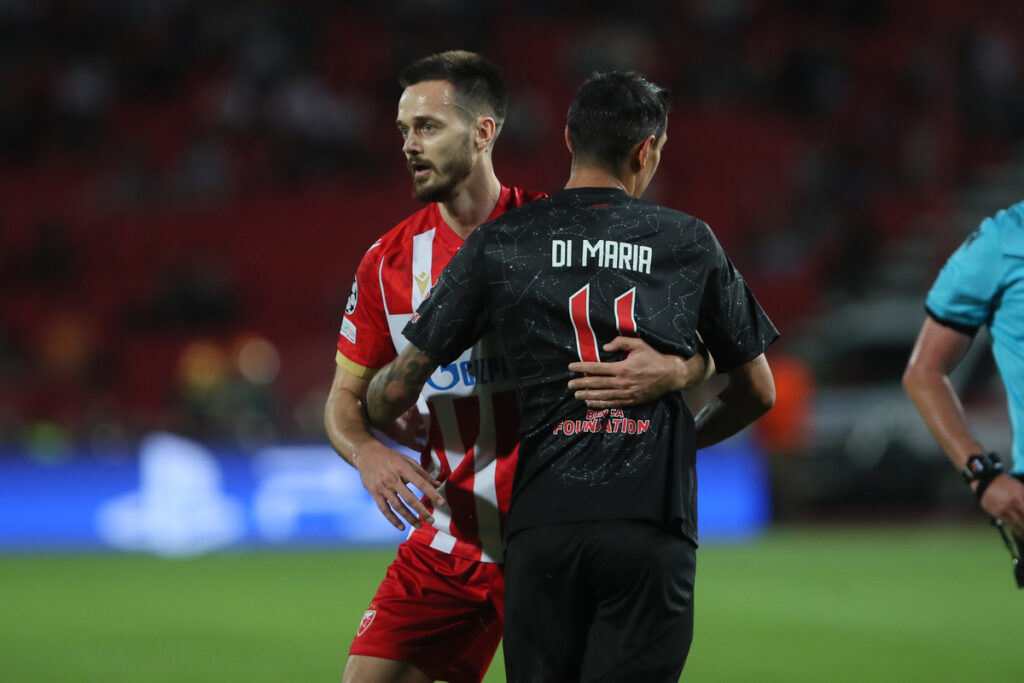 fudbaler Crvene Zvezde na utakmici UEFA Lige Sampiona protiv Benfike na stadionu Rajko Mitic, Beograd 19.09.2024. godine Foto: Ivica Veselinov / MN PRESS FUDBAL, FOOTBALL, UEFA CHAMPIONS LEAGUE, LIGA SAMPIONA, CRVENA ZVEZDA, RED STAR, BENFIKA, BENFICA