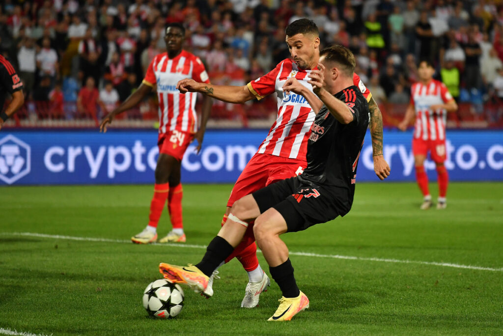 fudbaler Crvene zvezde na utakmici UEFA Lige sampiona protiv Benfike na stadionu Rajko Mitic, Beograd 19.09.2024. godine Foto: MN Press/mi Fudbal, Crvena zvezda, UEFA Liga sampiona, Benfika