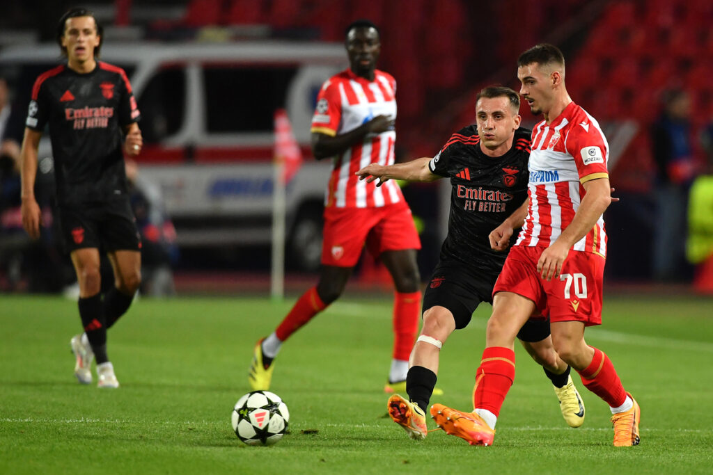 fudbaler Crvene zvezde na utakmici UEFA Lige sampiona protiv Benfike na stadionu Rajko Mitic, Beograd 19.09.2024. godine Foto: MN Press/mi Fudbal, Crvena zvezda, UEFA Liga sampiona, Benfika