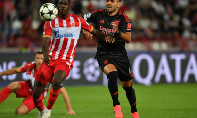 fudbaler Crvene zvezde na utakmici UEFA Lige sampiona protiv Benfike na stadionu Rajko Mitic, Beograd 19.09.2024. godine Foto: MN Press/mi Fudbal, Crvena zvezda, UEFA Liga sampiona, Benfika