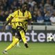 Dortmund's Sehrou Guirassy scores his side's third goal from the penalty spot during the Champions League opening phase soccer match between Club Brugge and Borussia Dortmund at Jan Breydelstadion in Bruges, Belgium, Wednesday, Sept. 18, 2024. (AP Photo/Omar Havana)