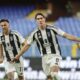 Juventus' Dusan Vlahovic celebrates after scoring during the Serie A soccer match between Genoa and Juventus at the Luigi Ferraris Stadium in Genoa, Italy, Sunday, Sept. 28, 2024. (Tano Pecoraro/LaPresse via AP)