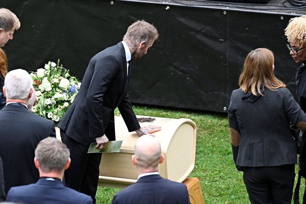 David Beckham at the homestead museum where the funeral service for soccer coach Sven-Göran Eriksson continues in Torsby, Sweden, Friday Sept. 13, 2024. (Tommy Pedersen/TT News Agency via AP)