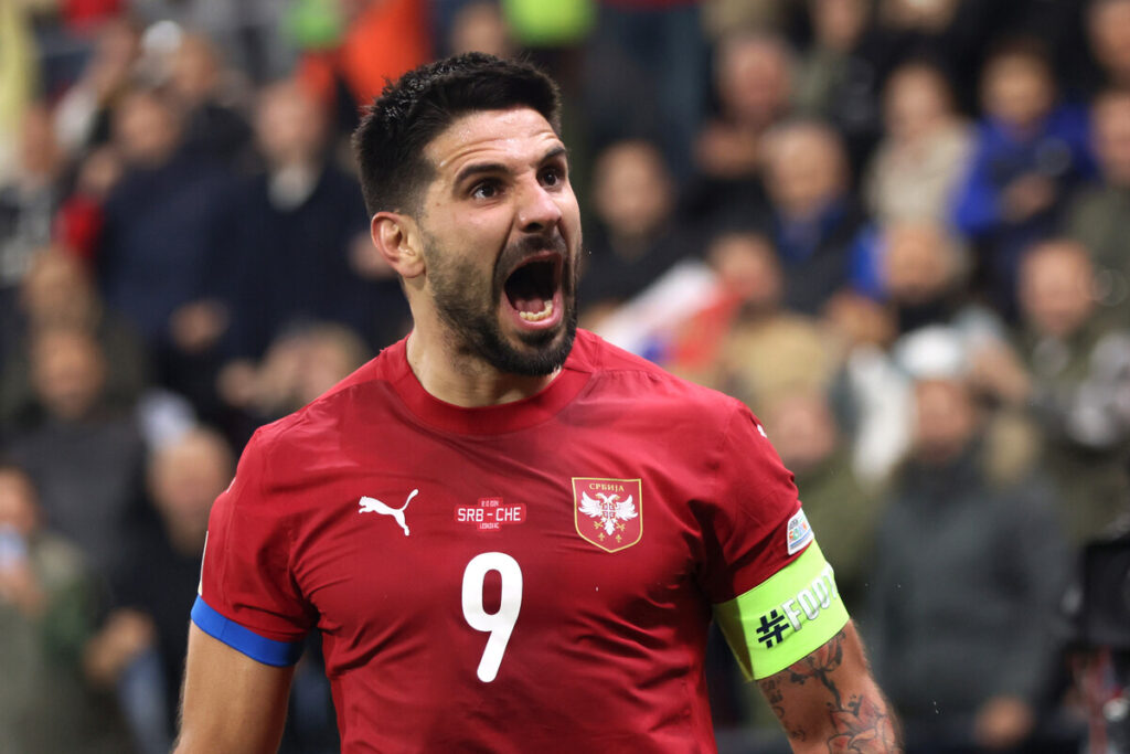 fudbaler reprezentacije Srbije na utakmici UEFA Lige nacija protiv Svajcarske na stadionu Dubocica, Leskovac 12.10.2024. godine Foto: Marko Metlas Fudbal, Reprezentacija, Srbija, Svajcarska, UEFA Liga nacija