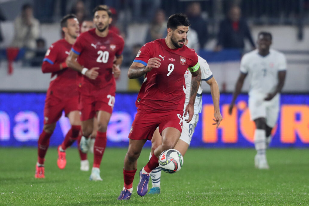 fudbaler reprezentacije Srbije na utakmici UEFA Lige nacija protiv Svajcarske na stadionu Dubocica, Leskovac 12.10.2024. godine Foto: Marko Metlas Fudbal, Reprezentacija, Srbija, Svajcarska, UEFA Liga nacija