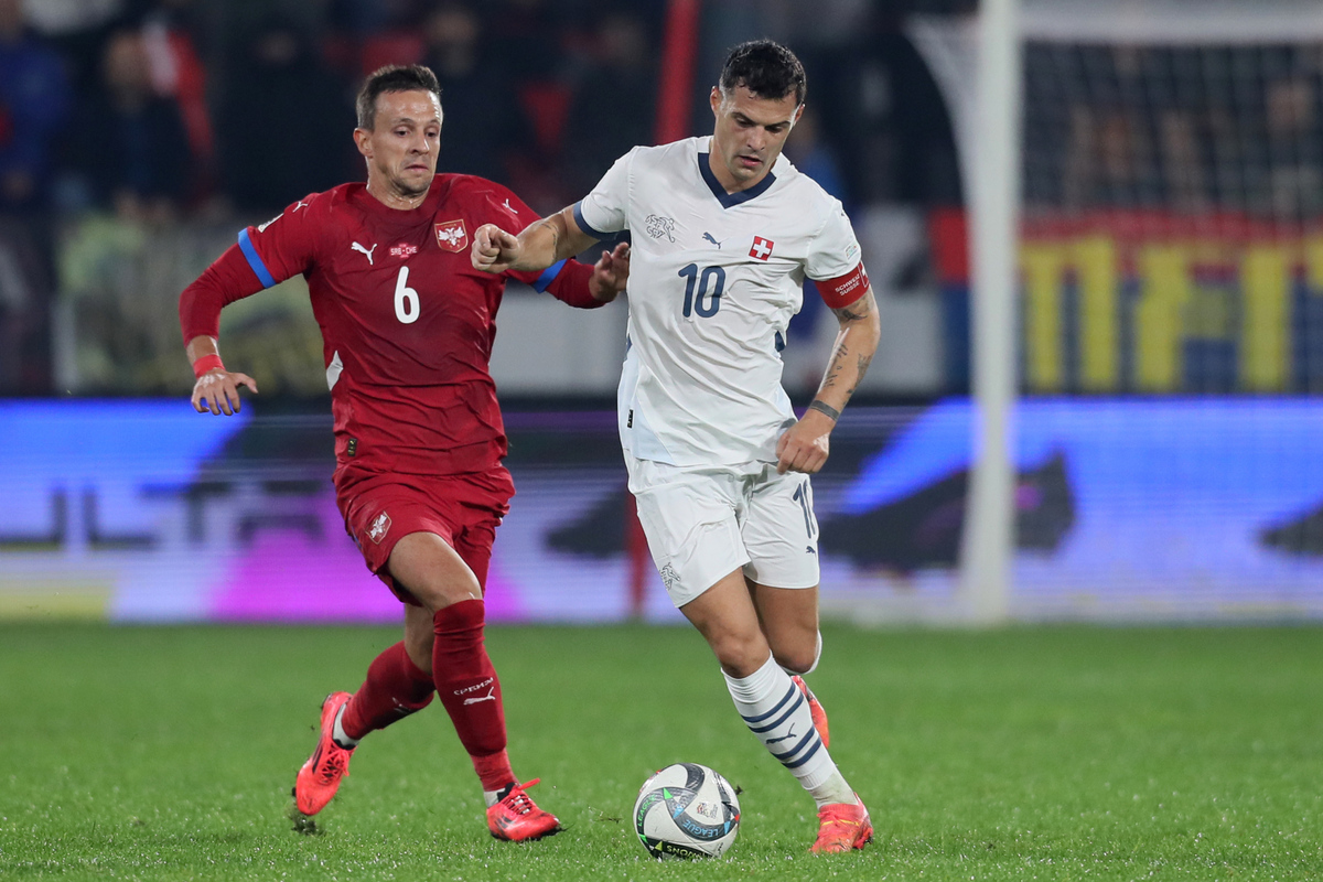 fudbaler reprezentacije Srbije na utakmici UEFA Lige nacija protiv Svajcarske na stadionu Dubocica, Leskovac 12.10.2024. godine Foto: Marko Metlas Fudbal, Reprezentacija, Srbija, Svajcarska, UEFA Liga nacija