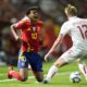 Spain's Lamine Yamal, left, and Denmark's Victor Kristiansen battle for the ball during the UEFA Nations League group 4 soccer match between Spain and Denmark in Murcia, Spain, Saturday, Oct. 12, 2024. (AP Photo/Jose Breton)