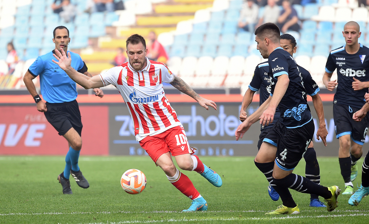 ALEKSANDAR KATAI, fudbaler Crvene zvezde, na prvenstvenoj utakmici protiv Spartaka, na stadionu Rajko Mitic. Beograd, 09.10.2022. foto: Nebojsa Parausic Fudbal, Crvena zvezda, Spartak