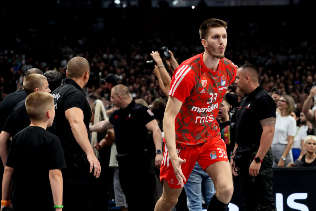 FILIP PETRUSEV kosarkas Crvene zvezde na utakmici finala Jadranske ABA lige protiv Partizana u hali Stark Beogradska arena, Beograd 22.06.2023. godine Foto: Marko Metlas Kosarka, Crvena zvezda, Finale, Jadranska ABA liga, Partizan