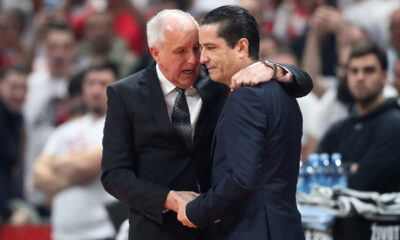 IOANNIS SFAIROPOULOS Janis Sferopulos trener kosarkasa Crvene zvezde na utakmici Evrolige protiv ZELIMIR OBRADOVIC ZELJKO trener Partizana u hali Stark Beogradska arena, Beograd 04.01.2023. godine Foto: Marko Metlas Kosarka, Crvena zvezda, Evroliga, Partizan