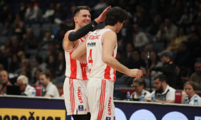 MILOS TEODOSIC i NEMANJA NEDOVIC kosarkasi Crvene zvezde na utakmici ABA lige protiv Mege u hali Beogradska Stark Arena, Beograd 25.03.2024. godine Foto: Ivica Veselinov / MN PRESS KOSARKA, BASKETBALL, ABA LIGA, ABA LEAGUE, CRVENA ZVEZDA, KK MEGA MIS