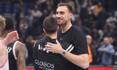 NIKOLA MILUTINOV kosarkas Olimpijakosa Pirej na utakmici Evrolige protiv Partizana u hali Stark Beogradska arena, Beograd 29.03.2024. godine Foto: Marko Metlas Kosarka, Partizan, Evroliga, Olimpijakos Pirej