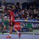 Novak Djokovic of Serbia reacts after failing to return a drop shot from Jannik Sinner of Italy during the men's singles match in the Shanghai Masters tennis tournament at Qizhong Forest Sports City Tennis Center in Shanghai, China, Sunday, Oct. 13, 2024. (AP Photo/Andy Wong)