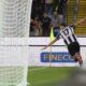 Udinese's Lorenzo Lucca celebrates after scoring their side's first goal of the game during the Serie A soccer match between Udinese and Cagliari at the Bluenergy Stadium in Udine, Italy, Friday, Oct. 25, 2024. (Andrea Bressanutti/LaPresse via AP)