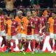 Galatasaray's players celebrate their side's second goal during the Europa League opening phase soccer match between Galatasaray and Elfsborg at Ali Sami Yen stadium, in Istanbul, Turkey, Wednesday, Oct. 23, 2024. Galatasaray won 4-3. (AP Photo/Khalil Hamra)