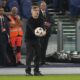 Roma's head coach Ivan Juric holds the ball during the Europa League opening phase soccer match between Roma and Dinamo Kyiv at the Olympic Stadium, in Rome, Thursday, Oct. 24, 2024. (AP Photo/Gregorio Borgia)