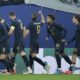 Juventus players celebrate after a goal during the UEFA Champions League opening phase soccer match between Leipzig and Juventus in Leipzig, Germany, Wednesday, Oct. 2, 2024.(AP Photo/Ebrahim Noroozi)