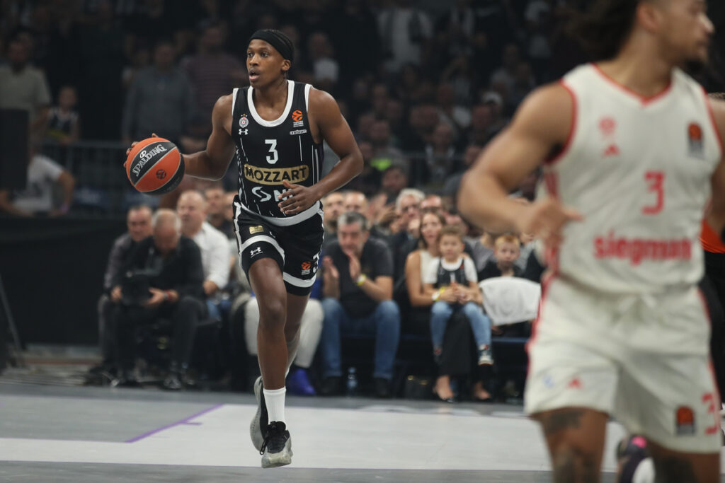 kosarkas Partizana na utakmici Evrolige protiv Bajerna u hali Beogradska Arena, Beograd 15.10.2024. godine Foto: Ivica Veselinov / MN PRESS KOSARKA, BASKETBALL, EVROLIGA, EUROLEAGUE, PARTIZAN, BAYERN, BAJERN