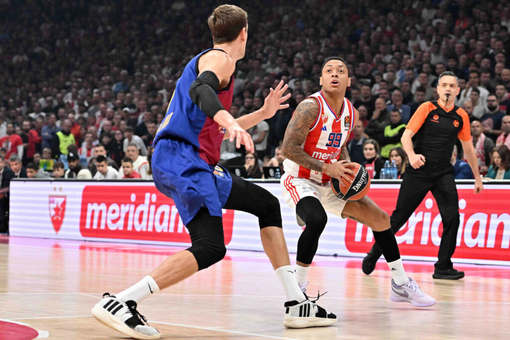 kosarkas Crvene zvezde na utakmici Evrolige protiv Barselone u hali Beogradska arena, Beograd 18.10.2024. godine Foto: Marko Metlas Kosarka, Crvena zvezda, Evroliga, Barselona