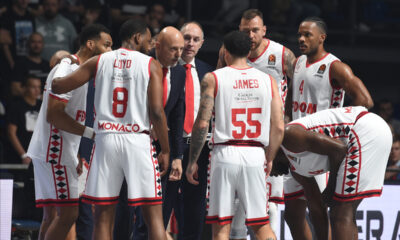 Trener i kosarkasi Monaka, na utakmici Evrolige protiv Partizana, u hali Aleksandar Nikolic. Belgrade, 30.10.2024. foto: Nebojsa Parausic/ MN Press BASKETBALL, EUROLEAGUE, PARTIZAN, MONACO