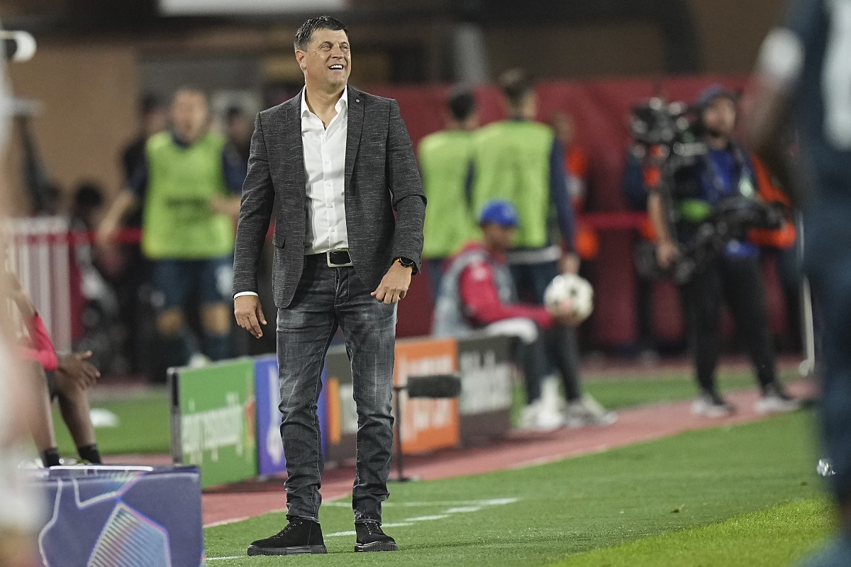 Red Star's head coach Vladan Milojevic is seen during the Champions League opening phase soccer match between Monaco and Crvena Zvezda, Red Star Belgrade, at the Louis II stadium, in Monaco, Tuesday, Oct. 22, 2024. (AP Photo/Laurent Cipriani)