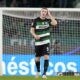 Sporting's Viktor Gyoekeres reacts after scoring the opening goal during a Portuguese league soccer match between Sporting CP and Estrela da Amadora at the Alvalade stadium in Lisbon, Friday, Nov. 1, 2024. (AP Photo/Armando Franca)