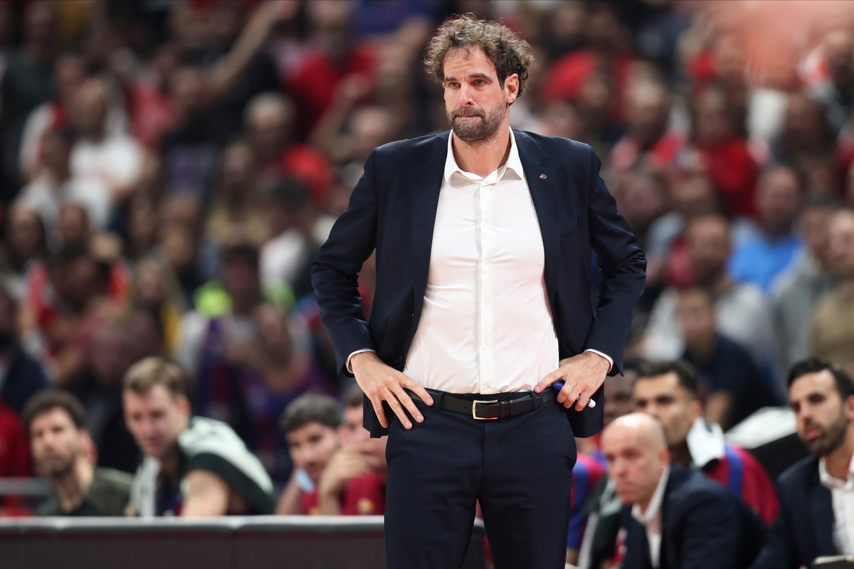 ROGER GRIMAU Rodzer Grimau trener kosarkasa Barselone na utakmici Evrolige protiv Crvene zvezde u hali Stark Beogradska arena, Beograd 02.02.2024. godine Foto: Marko Metlas Kosarka, Crvena zvezda, Evroliga, Barselona