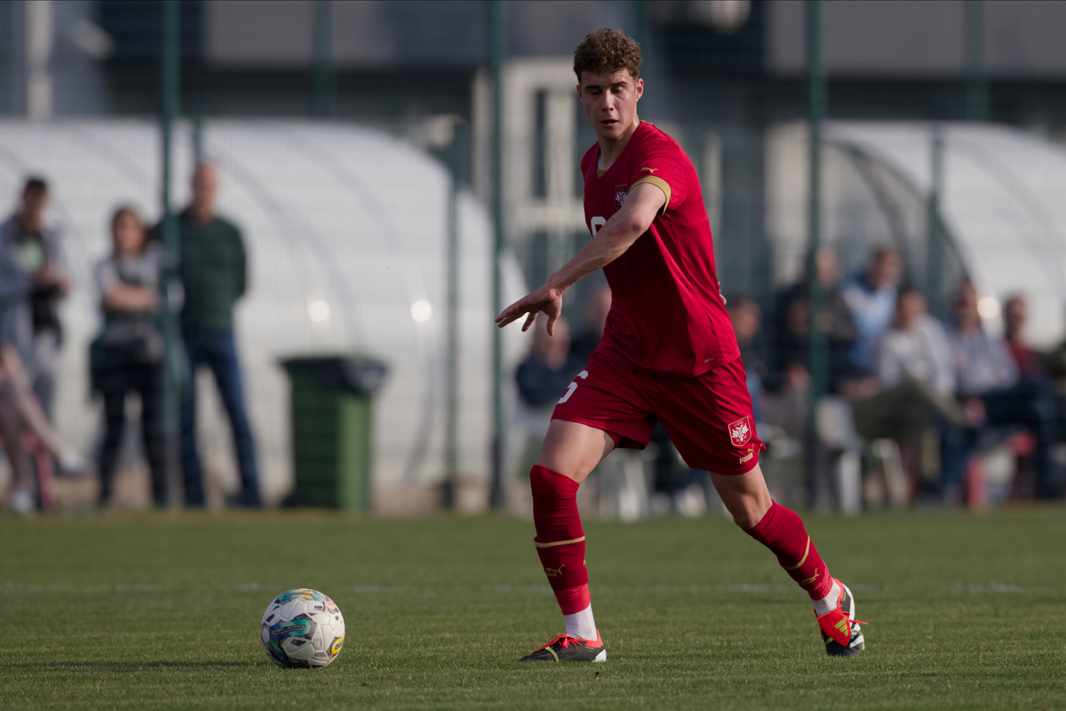 ANDREJ BACANIN fudbaler U17 reprezentacije Srbije na prijateljskoj utakmici protiv Slovenije u sportskom centru FSS, Stara Pazova 05.03.2024. godine Foto: Marko MetlasFudbal, Srbija U17, Slovenija U17, Prijateljska utakmica