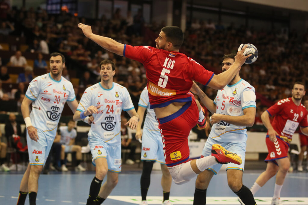 MILOS KOS rukometas Srbije na utakmici EHF kvalifikacija za Evropsko Prvenstvo protiv Spanije u hali SPENS, Novi Sad 12.05.2024. godine Foto: Ivica Veselinov / MN PRESS RUKOMET, HANDBALL, SRBIJA, SPANIJA, SPAIN, EHF