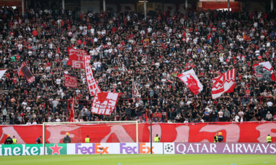 DELIJE navijaci fudbalera Crvene zvezde na utakmici UEFA Lige sampiona protiv Benfike na stadionu Rajko Mitic, Beograd 19.09.2024. godine Foto: MN Press/mr Fudbal, Crvena zvezda, UEFA Liga sampiona, Benfika