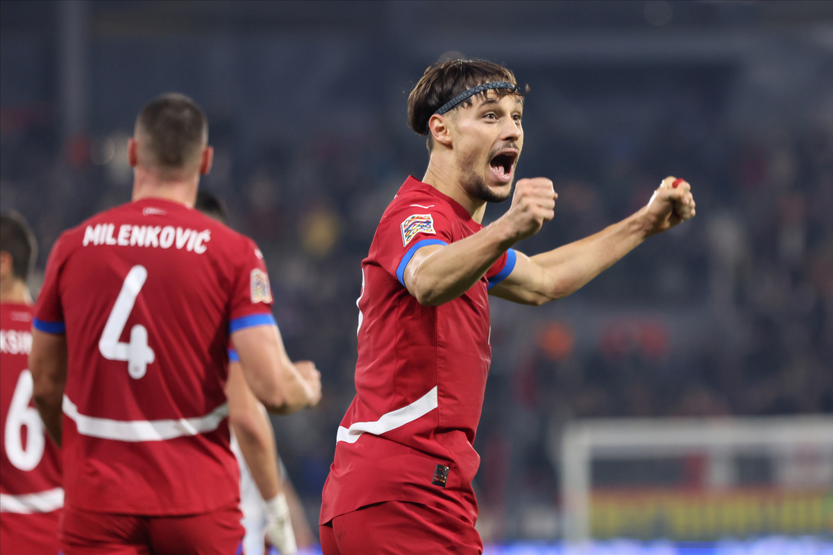 VELJKO BIRMANCEVIC fudbaler reprezentacije Srbije na utakmici UEFA Lige nacija protiv Svajcarske na stadionu Dubocica, Leskovac 12.10.2024. godine Foto: Marko Metlas Fudbal, Reprezentacija, Srbija, Svajcarska, UEFA Liga nacija