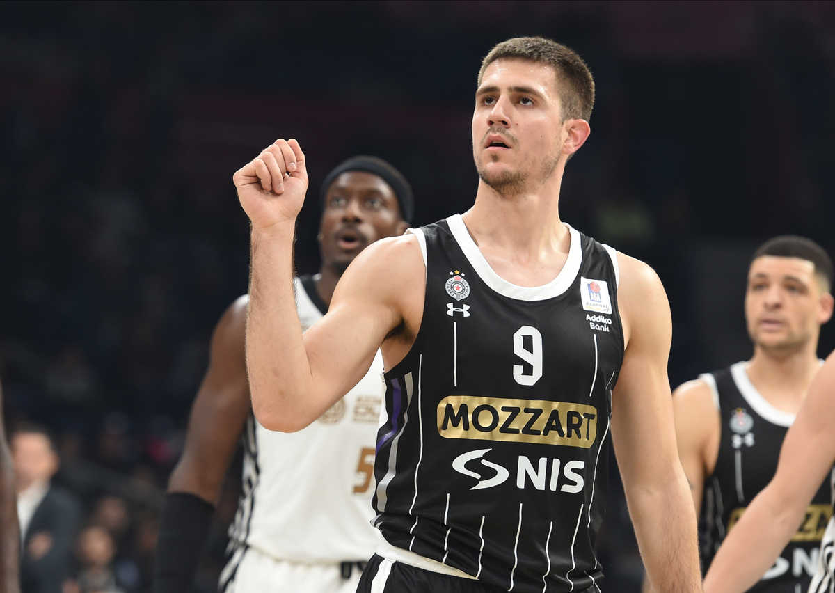 VANJA MARINKOVIC, kosarkas Partizana na utakmici ABA lige protiv Dubaija u hali Beogradska arena. Beograd, 10.11.2024. foto: Nebojsa Parausic Kosarka, Partizan, ABA liga, Dubai