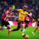 Wolverhampton Wanderers' Mario Lemina (centre) in action during the British Premier League soccer match between Wolverhampton Wanderers and Southampton, at Molineux, Wolverhampton, England, Saturday Nov. 9, 2024. (Mike Egerton/PA via AP)