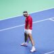 Spain's tennis player Rafael Nadal reacts against Netherlands' Botic Van De Zandschulp during a Davis Cup quarterfinal match at Martin Carpena Sports Hall in Malaga, southern Spain, on Tuesday, Nov. 19, 2024. (AP Photo/Manu Fernandez)