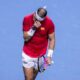 Spain's tennis player Rafael Nadal reacts against Netherlands' Botic Van De Zandschulp during a Davis Cup quarterfinal match at Martin Carpena Sports Hall in Malaga, southern Spain, on Tuesday, Nov. 19, 2024. (AP Photo/Manu Fernandez)