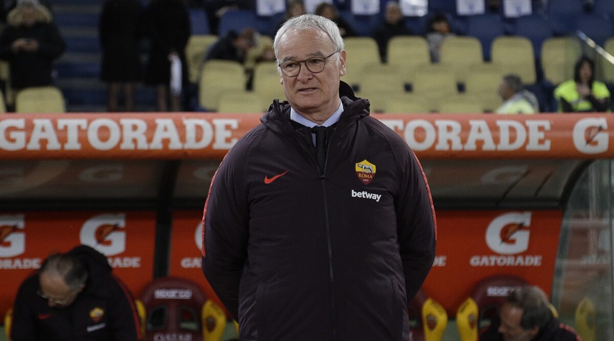 FILE - Claudio Ranieri enters the field prior to an Italian Serie A soccer match between Roma and Empoli, at the Olympic stadium in Rome, on March 11, 2019. (AP Photo/Gregorio Borgia, File)