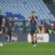 Roma players stand dejected after conceding the thrid goal during the Serie A soccer match between Roma and Bologna at Rome's Olympic Stadium, Sunday, November 10, 2024. (AP Photo/Gregorio Borgia)